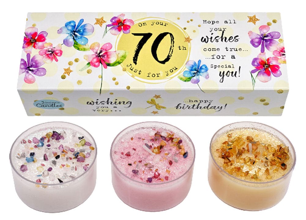 Best Kept Secrets Tealight Gift Set 70th Three Lites - Birthday Ages Tea Light Gift Box