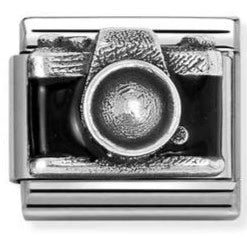 Nomination Italy composable charm displaying a silver and enamel camera