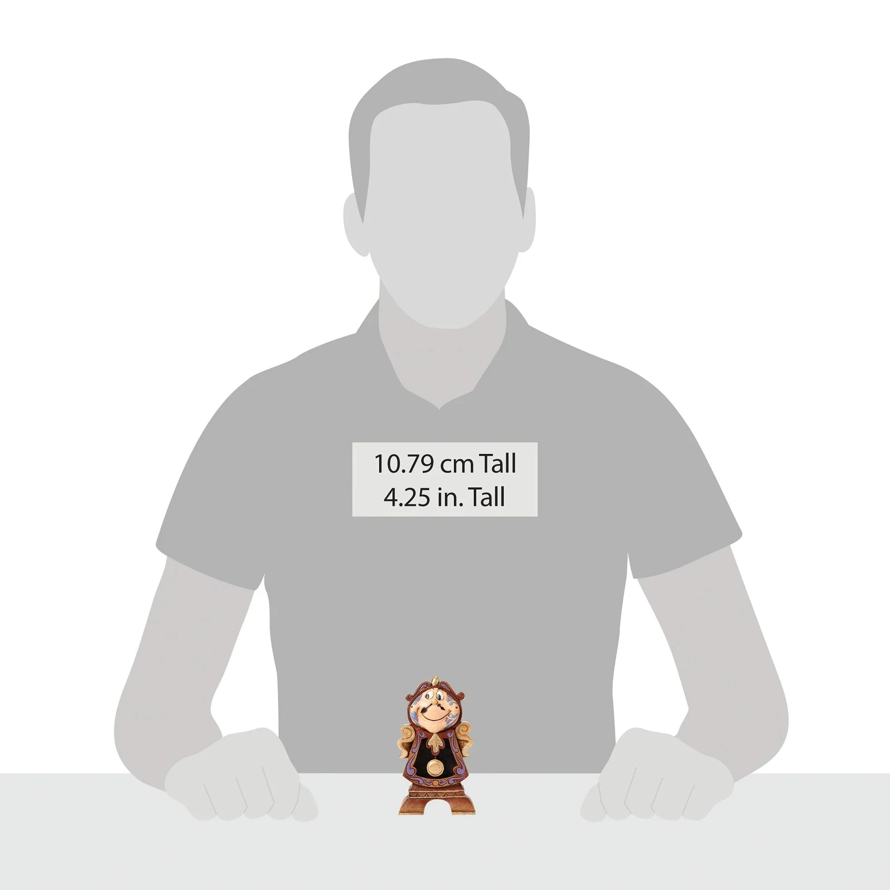 measurement of cogsworth figurine 10.79cm tall x 4.25 wide  