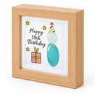 Happy 18th Birthday wooden pebble plaque, right angled view