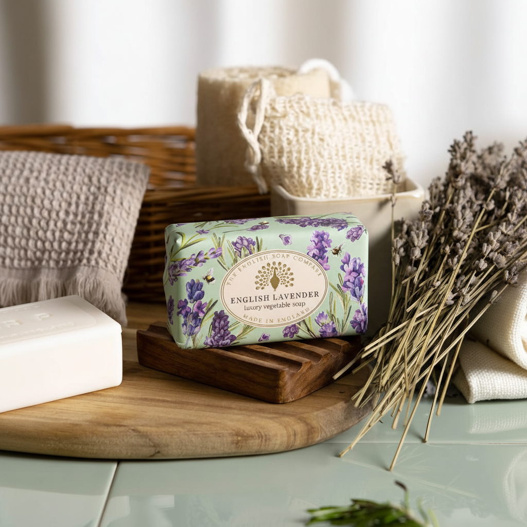 English Lavender soap bar with naked 190g soap bar
