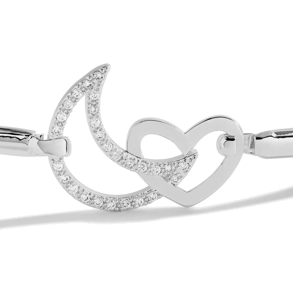 Joma Jewellery Bangle Joma Jewellery Bracelet Bar - Silver Moon Heart - Love You To The Moon and Back
