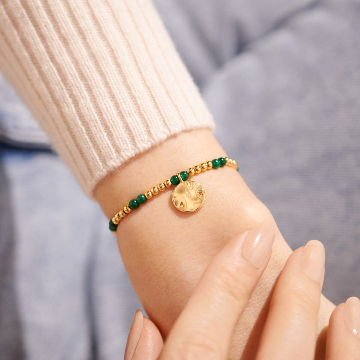 Joma Jewellery Bracelet Joma Jewellery Bracelet - A Little Gold Birthstone - May - Green Agate