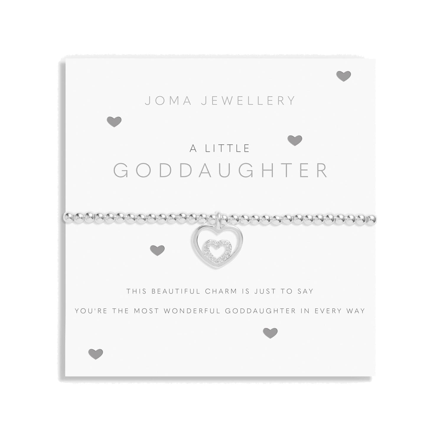 Joma Jewellery Childrens Bracelet Joma Jewellery Children's Bracelet - A Little Goddaughter (Silver Heart)