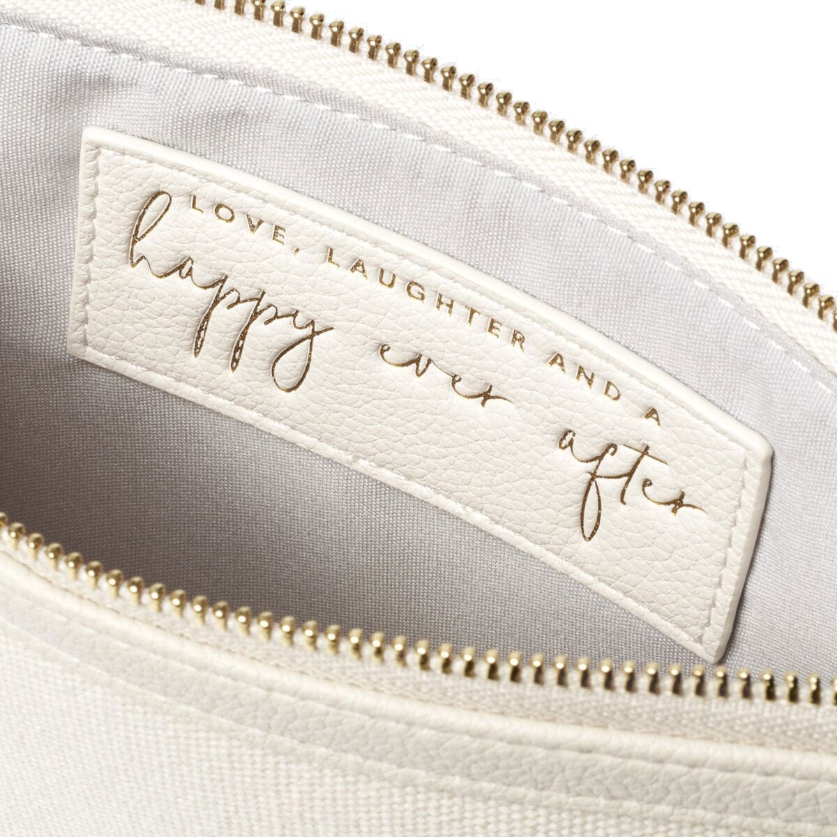 Katie Loxton Secret Message Pouch Katie Loxton Bridal Canvas Secret Message Pouch - Love Laughter and a Happy Ever After - Off White