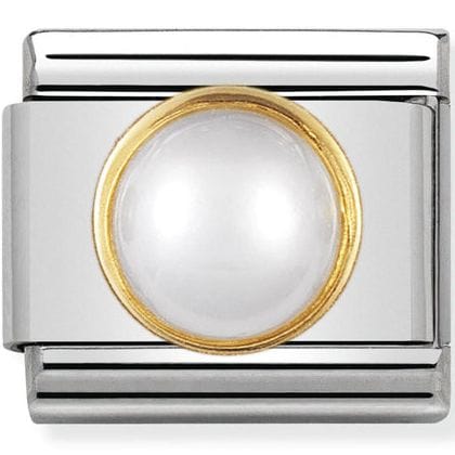 Nomination C/Z Letters Nomination Link Nomination Classic Link Charm - Round White Pearl in Gold