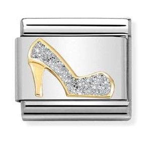 Nomination Italy 030220/04 Classic GLITTER ,steel, enamel bonded yellow gold,SILVER shoe