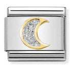 Nomination Italy 030220/05 Classic GLITTER ,steel, enamel, bonded yellow gold SILVER moon