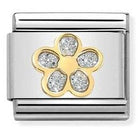 Nomination Italy 030220/06 Classic GLITTER ,steel, enamel, bonded yellow gold SILVER flower