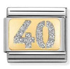 Nomination Italy 030224/04 Classic GLITTER PLATES, steel, enamel, bonded yellow gold, SILVER Number 40