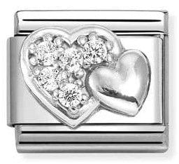Nomination Italy 330304/47 Classic  steel , CZ 925 silver Raised hearts, WHITE cz