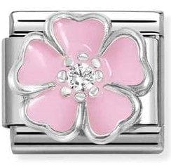 Nomination Italy 330321/14 Classic S/Steel, enamel, CZ, 925 sterling silver WHITE pink peach blossom