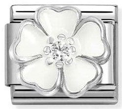 Nomination Italy 330321/15 Classic S/Steel, enamel, Cub. Zirc , 925 sterling silver WHITE white peach blossom