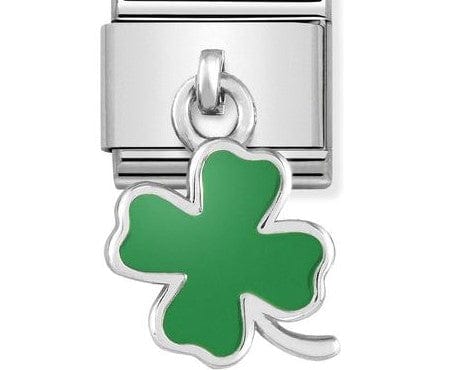 Nomination Italy - Classic Sterling Silver & Enamel Pendant - Green Four-Leaf Clover Charm