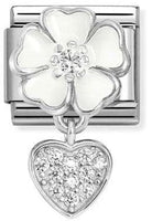 Nomination Italy 331814/04 Classic CHARMS steel, 925 silver, enamel, cz White flower with heart