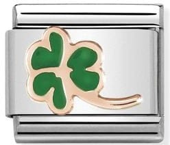 Nomination Italy Rose Gold Clover Charm with Green enamel.