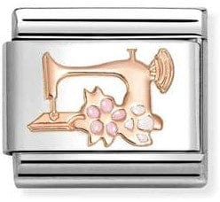 Nomination Italy 430202/28 Classic steel, enamel, 9k rose gold Sewing machine with flowers