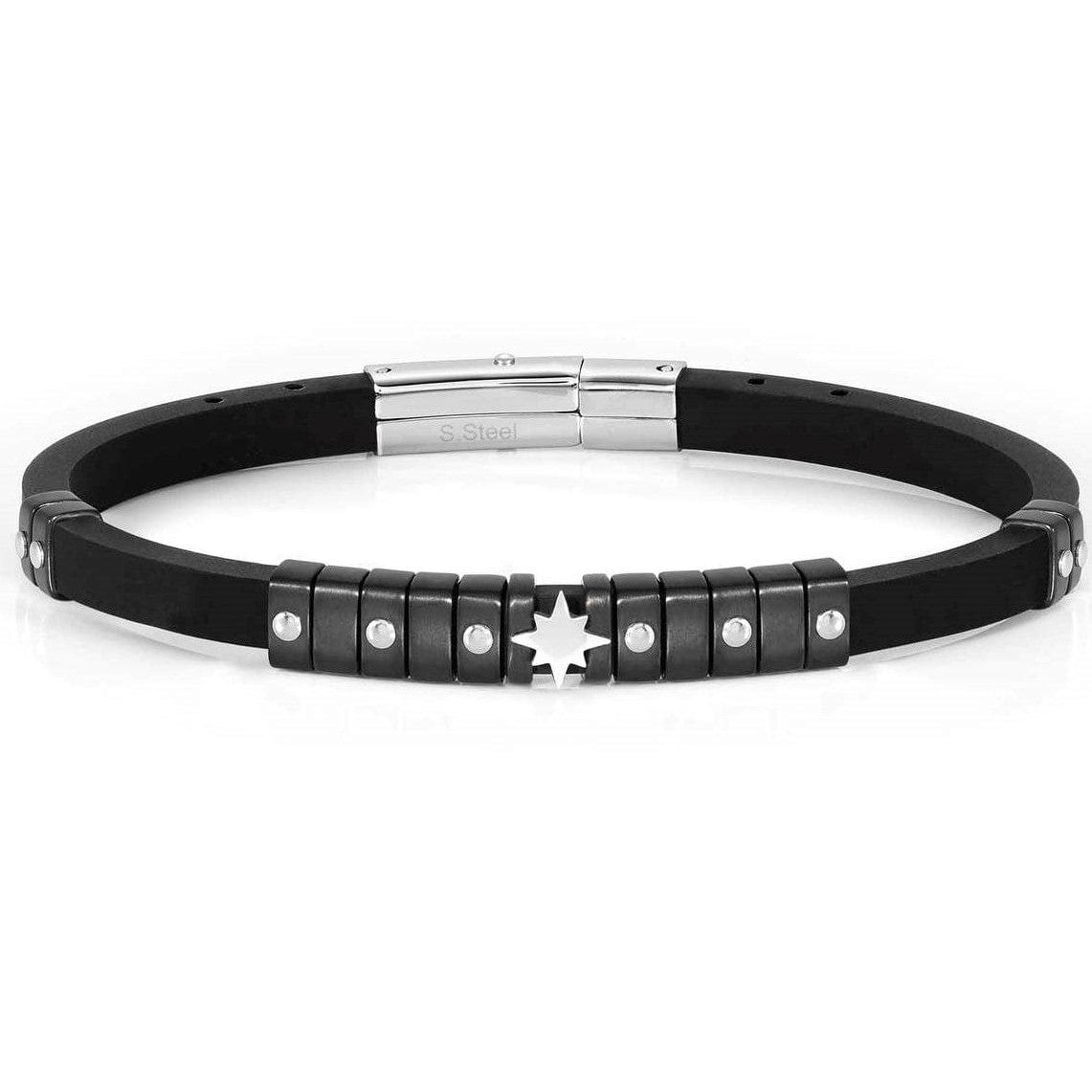 Nomination Italy Bracelet CITY bracelet,steel,rubber fin. BLACK Wind Rose 028814/014