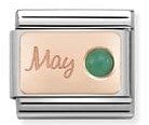 Nomination Italy Charm 430508/05 Classic S. Steel & 9ct Rose gold May EMERALD