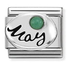 Nomination Italy charms 330505/05Classic,S/steel, silver,stones May EMERALD