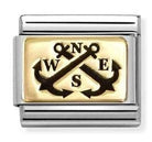 Nomination Italy Composable Gold 030166/62 Classic PLATES (IC) in steel and 18k gold NSWE anchors
