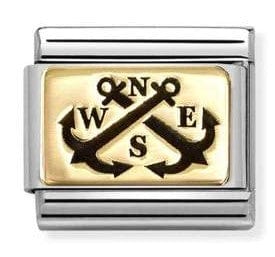 Nomination Italy Composable Gold 030166/62 Classic PLATES (IC) in steel and 18k gold NSWE anchors
