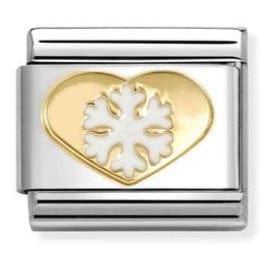 Nomination Italy Composable Gold 030225/26 Classic CHRISTMAS in stainless steel with enamel and 18k gold Heart with snowflake