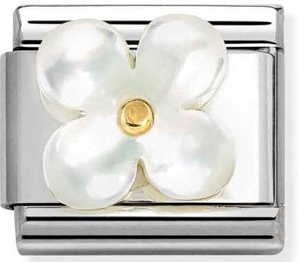 Nomination Italy Composable Gold 030251/02 Classic STONE, steel & 750 gold Flower WHITE MOTHER OF PEARL