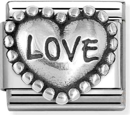 Nomination Italy Composable Silver 330101/88 Classic OXIDIZED SYMBOLS in st.steel  925 silver Love Heart
