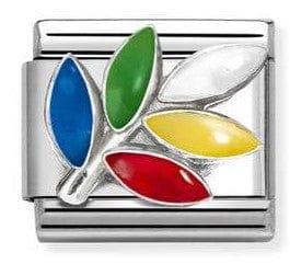 Nomination Italy Composable Silver 330204/41 Classic ,steel, enamel ,925 sterling silver Rainbow Olive branch