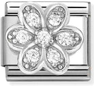 Nomination Italy Composable Silver 330322/06 CL SYMBOLS steel, Cz and 925 sterling silver RICH WHITE daisy