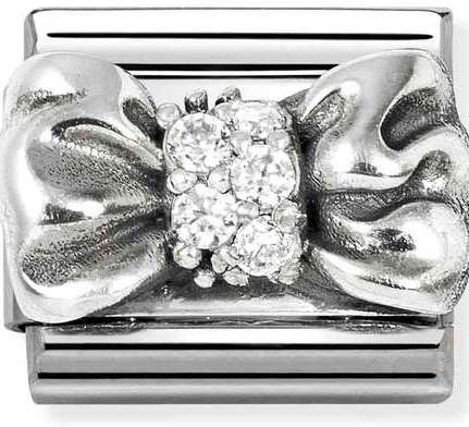 Nomination Italy Composable Silver 330323/11 CL SYMBOLS OX steel, Cz and 925 sterling silver Bow WHITE
