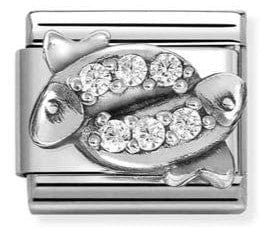 Nomination Italy Composable Silver 330326/12 Classic ZODIACO RELIEF steel, CZ 925 sterling silver Pisces