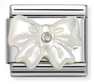 Nomination Italy Composable Silver 330509/20 Classic STONE SYMBOLS in steel and 925 sterling silver WHITE MOTHER OF PEARL bow
