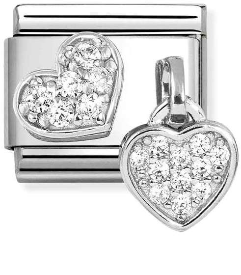 Nomination Italy Composable Heart Pendant Charm with Cubic Zirconia Pave