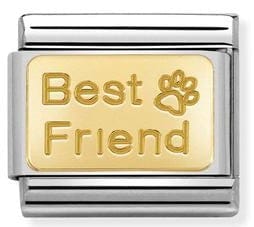 Nomination Italy Link 030121/50 Classic bonded yellow Gold Engraved Best Friend with Paw print