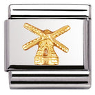 Nomination Italy Link 030123/03 Classic RELIEF MONUMENTS S/steel,bonded yellow gold Windmill