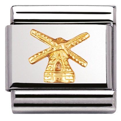 Nomination Italy Link 030123/03 Classic RELIEF MONUMENTS S/steel,bonded yellow gold Windmill