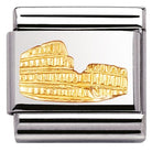 Nomination Italy Link 030123/10 Classic RELIEF MONUMETS,S/Steel,bonded yellow gold Colosseum (Italy)