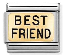 Nomination Italy Link 030166/05 Classic PLATES steel, bonded yellow gold, BEST FRIEND