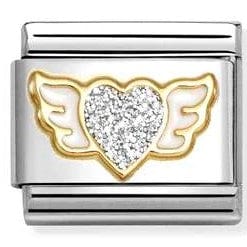 Nomination Italy Link 030220/23 Classic GLITTER,steel, enamel, 18k gold SILVER winged heart