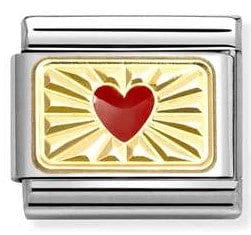 Nomination Italy Link 030284/58 Classic PLATES steel , enamel and 18k gold Diamond RED heart
