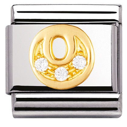 Nomination Italy Link 030301/15 Classic LETTER O S/steel,Bonded Yellow Gold CZ