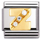 Nomination Italy Link 030301/26 Classic LETTER Z ,S/steel,Bonded Yellow Gold CZ