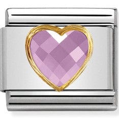 Nomination Italy Link 030610/003 Classic  S/Steel, Bonded Yellow Gold & Heart Faceted CZ Pink