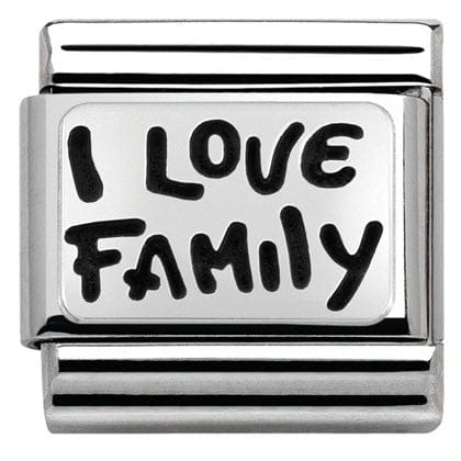 Nomination Italy Link 330102/34 Classic PLATES OXIDIZED steel silver 925 I LOVE FAMILY