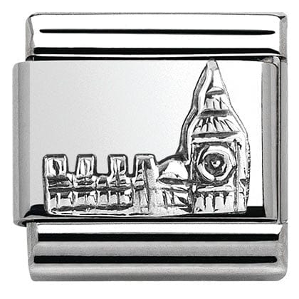 Nomination Italy Link 330105/12 Classic MONUMENTS RELIEF, silver 925 Big Ben