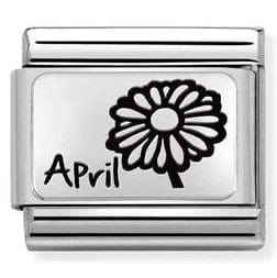 Nomination Italy Link 330112/16 Classic MONTH FLOWER PLATES (IC) steel, 925 silver. April