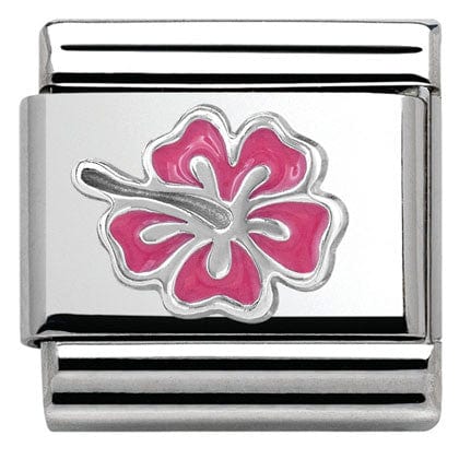 Nomination Italy Link 330202/24 Classic S/steel,enamel.silver 925 hibiscus  PINK