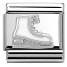 Nomination Italy Link 330204/04 Classic CHRISTMAS S/Steel,enamel,Silver 925 White Ice skate